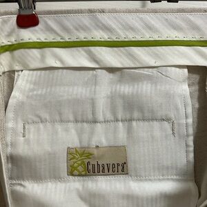 Men’s Beige Linen Beige Pleated Trousers 34X30